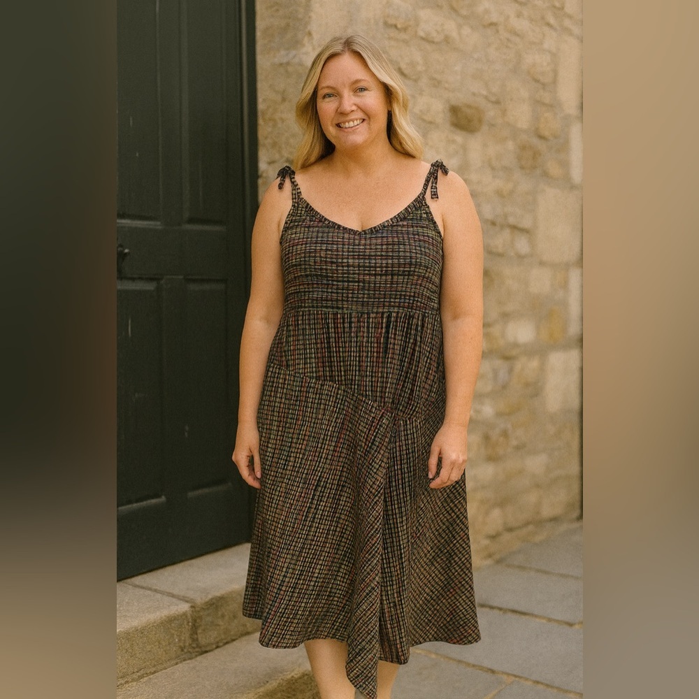 Cato Colorful Striped Bias Midi Dress